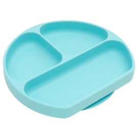Bumkins Silicone Grip Dish, Suction Plate, Divided Plate, Baby Toddler Plate, BPA Free, Microwave Dishwasher Safe , Blue-GD, 1 Count