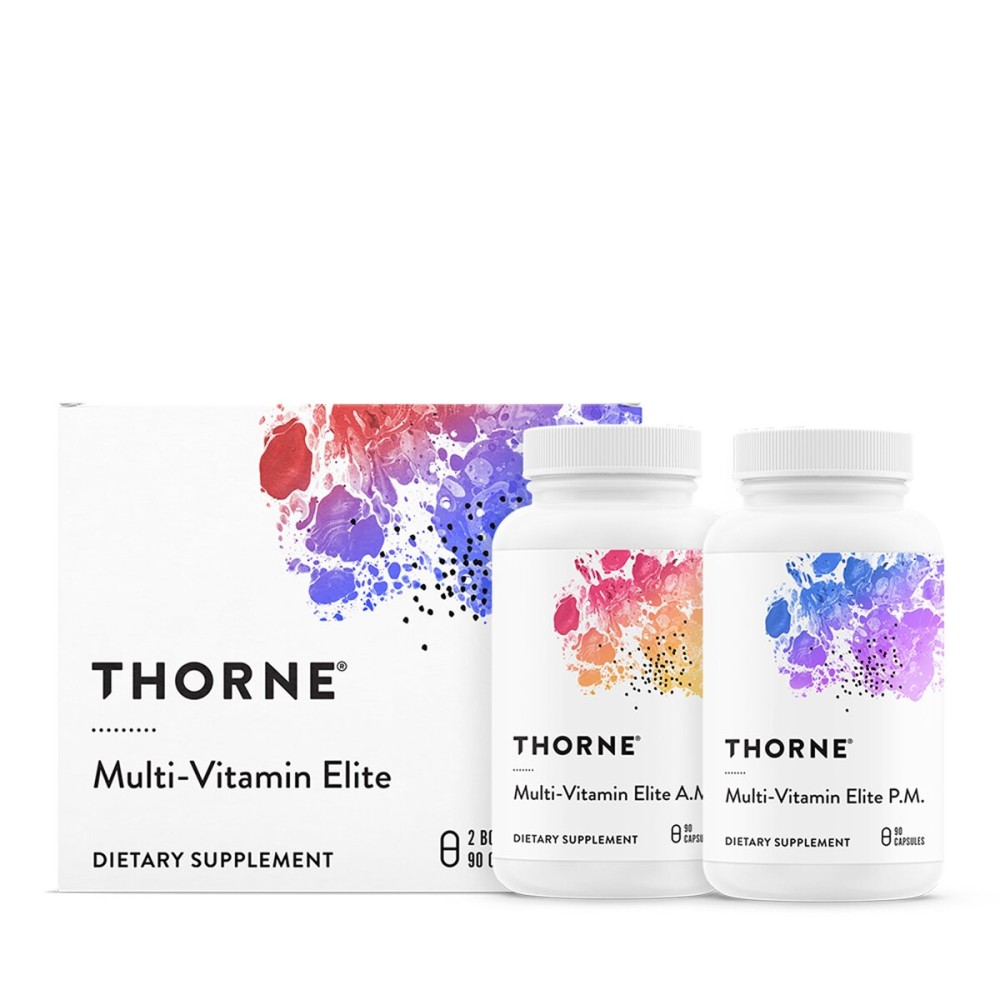 THORNE - Multi-Vitamin Elite - Daily Nutritional Supplement - AM Formula Supports Cellular Energy Production &PM Formula Supports Restful Sleep* - Gluten-Free, Dairy-Free - 180 Capsules - 30 Servings