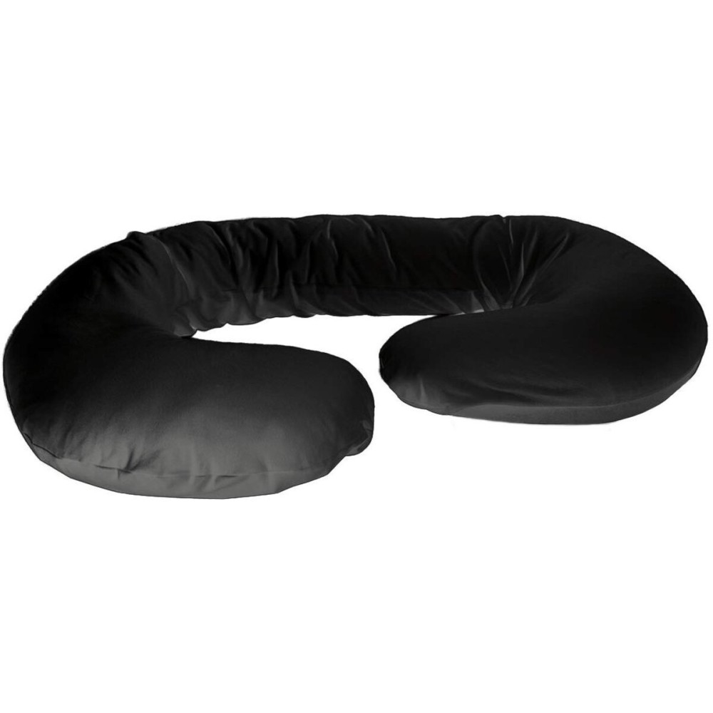 Betty Dain Stretch Jersey Pregnancy/Maternity Pillowcase C-Shape Compatible, Pillowcase Replacement, 100% Cotton Jersey, Dual Zippers, Stretch Fabric, Machine Washable, 60 x 25 in., Black