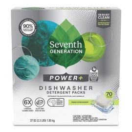 Seventh Generation Power+ Dishwasher Detergent Packs Fresh Citrus scent 1 for sparkling dishes Dishwasher tabs 70 count