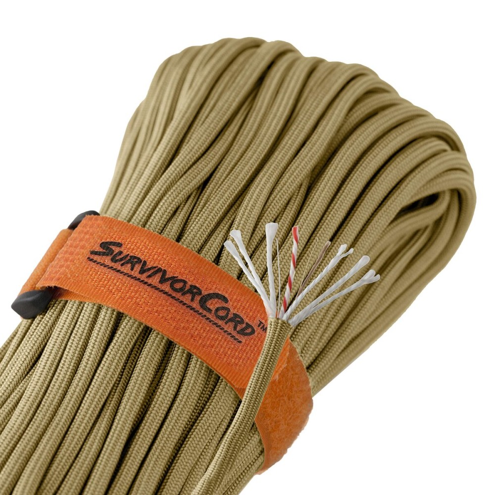 TITAN Survival Patented Paracord 550 - 25ft, 100ft, 500ft & Color Options - 620LB Strength Survival Paracord Military Spec with 3 Strands - Heavy Duty Hank Cord for Camping & Outdoors with Firestarter