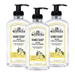 J.R. Watkins Gel Hand Soap, Scented Liquid Hand Wash for Bathroom or Kitchen, USA Made and Cruelty Free, 11 fl oz, Lemon, 3 Pack