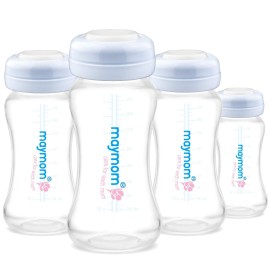 Maymom Wide Neck Breastmilk Collection and Storage Bottle 9oz; Remarkable SureSeal Disc. Compatible with Spectra S2, Spectra S1 Spectra 9+ and Avent Breast Pumps