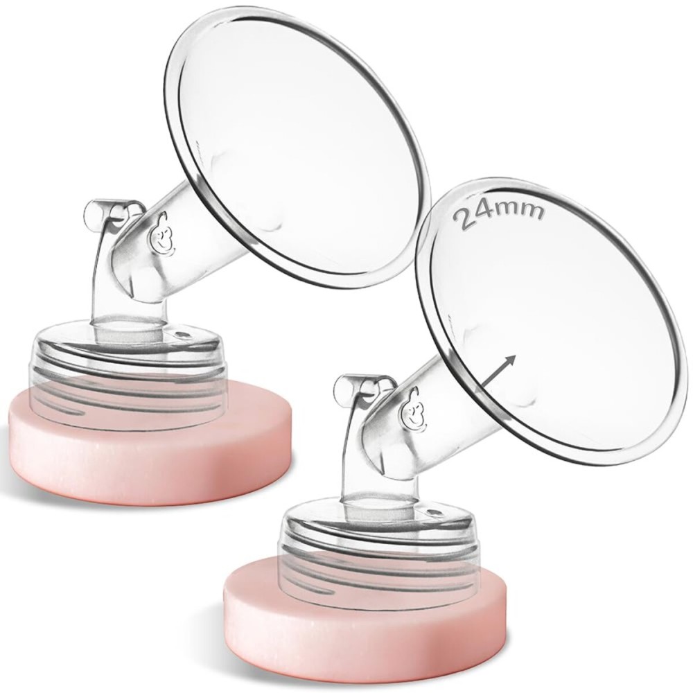 Nenesupply 24mm 2 pc Flanges Compatible with Spectra S2 S1 9 Plus Synergy Gold Breastpump Replacement to Spectra Pump Parts Flange Accessories Wide Mouth Work with Valve Backflow Protector Bottle