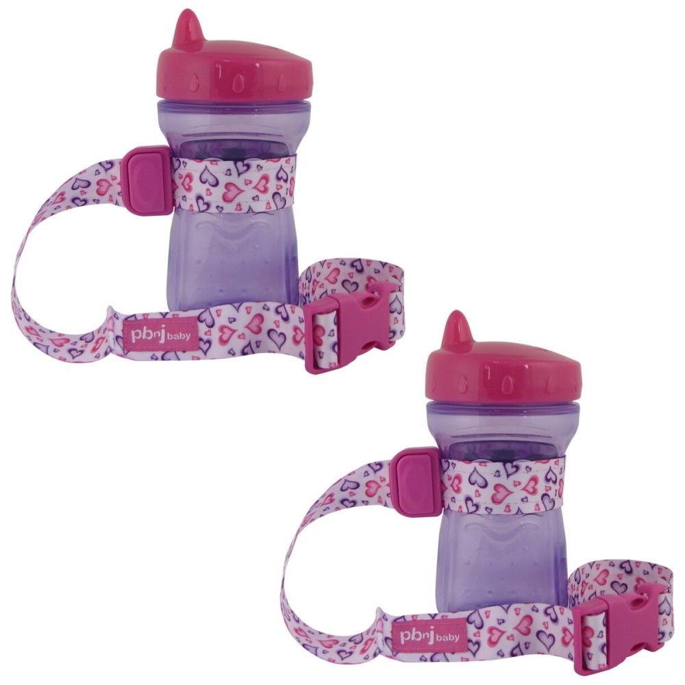PBnJ Baby SippyPal Sippy Cup Holder Strap Leash Tether (Hearts 2-Pack)
