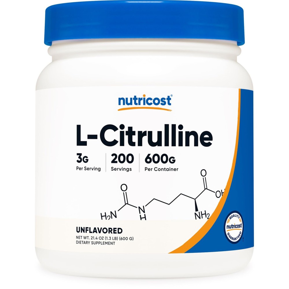 Nutricost Pure L-Citrulline (Base) Powder (600 Grams) (3 Bottles)