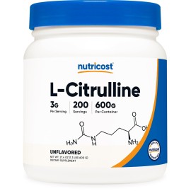 Nutricost Pure L-Citrulline (Base) Powder (600 Grams) (3 Bottles)