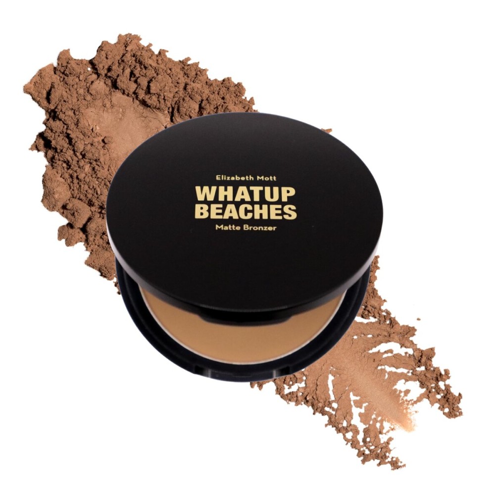 Elizabeth Mott Whatup Beaches Matte Bronzer Powder & Contour for Face, Long-Lasting Natural Sun-Kissed Bronzing Finish for All Skin Tones, Buildable Pressed Compact Makeup, Vegan & Cruelty-Free (10g)