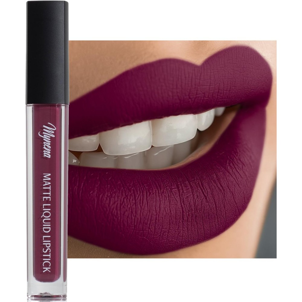 Mynena Deep Berry Purple Matte Liquid Lipstick | Long-Lasting Comfort | Smudge-Proof Transfer-Resistant | Full Coverage Non-Drying | Vegan & Cruelty-Free | All-Day Wear Lip Color | Viola