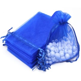 Akstore 100PCS 4x6inch (10x15cm) Drawstring Organza Jewelry Favor Pouches Wedding Party Festival Gift Bags Candy Bags (Blue)