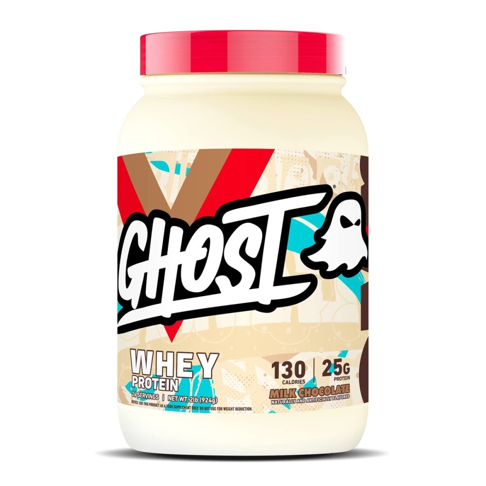 GHOST Whey Protein Powder, Milk Chocolate - 2LB, 25G of Protein - Whey Protein Blend - Post Workout Fitness & Nutrition Shakes, Smoothies, Baking & Cooking - Soy & Gluten-Free