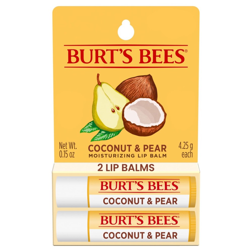 Burt\'s Bees Lip Balm - Coconut and Pear, Lip Moisturizer With Responsibly Sourced Beeswax, Tint-Free, Natural Origin Conditioning Treatment, 2 Tubes, 0.15 oz.