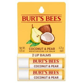 Burt\'s Bees Lip Balm - Coconut and Pear, Lip Moisturizer With Responsibly Sourced Beeswax, Tint-Free, Natural Origin Conditioning Treatment, 2 Tubes, 0.15 oz.
