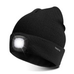 TAGVO Unisex Beanie with The Light, USB Rechargeable LED Headlamp Cap, Hands Free Headlamp Flashlight Hat, Winter Warm Knitted Night Lighted Hat, Men Women Gifts for Dad Father Husband