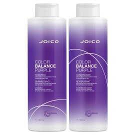 Joico Color Balance Purple Shampoo & Conditioner Set | Eliminate Brassy and Yellow tones | For Cool Blonde or Gray Hair