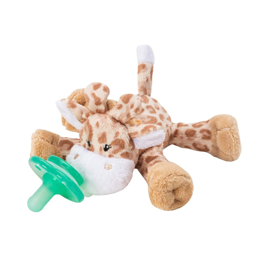 Nookums Paci-Plushies Shakies - Pacifier Holder - Adapts to Name Brand Pacifiers, Suitable for All Ages, Plush Toy Includes Detachable Pacifier (Brown Giraffe)