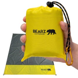 BEARZ Outdoor Pocket Blanket - Beach Blanket Waterproof Sandproof, Picnic Blankets Waterproof Foldable, Lightweight & Compact for Hiking, Camping, Travel, Festival Accessories (Yellow)