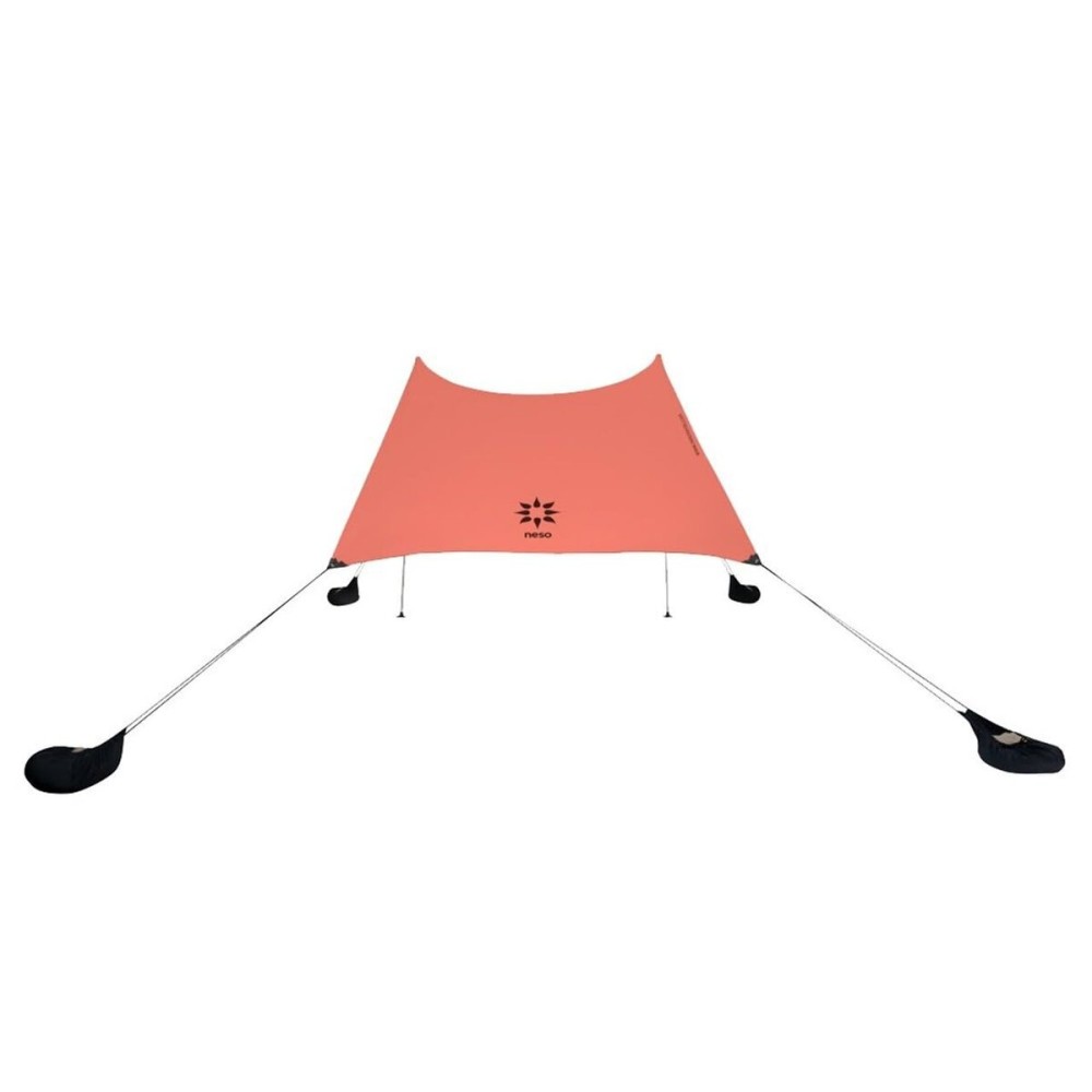 Neso Grande Portable Beach Tent Sun Shelter - Lightweight Beach Shade Canopy - Easy Setup for Family Outings - Patented Reinforced Corners - UPF 50+ Sun Protection - 7ft Tall, 9 x 9ft - Coral