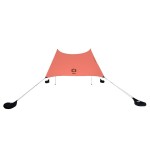 Neso Grande Portable Beach Tent Sun Shelter - Lightweight Beach Shade Canopy - Easy Setup for Family Outings - Patented Reinforced Corners - UPF 50+ Sun Protection - 7ft Tall, 9 x 9ft - Coral