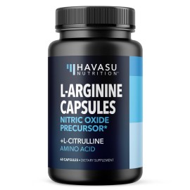 L-Arginine Capsules with L-Citrulline - Nitric Oxide Supplement - L Arginine and L Citrulline Blend - 60 Count - Vegan, Non-GMO Capsules for Performance, Endurance and Muscle Support - 1 Month Supply