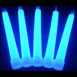 Glow Sticks Bulk Wholesale, 25 6 Industrial Grade Blue Light Sticks. Bright Color, Glow 12-14 Hrs, Safety Glow Stick with 3-Year Shelf Life, GlowWithUs Brand