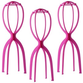 Dreamlover Wig Holder, Multiple Tall Stands for Long Wigs, Hot Pink, 3 Packs