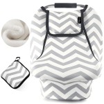 ACRABROS Car Seat Covers for Babies,All Season Infant Carseat Cover Canopy for Boys and Girls,Stretchy Adjustable Peeping Window with Mesh Cover,Warm Breathable Universal, Grey White Chevron