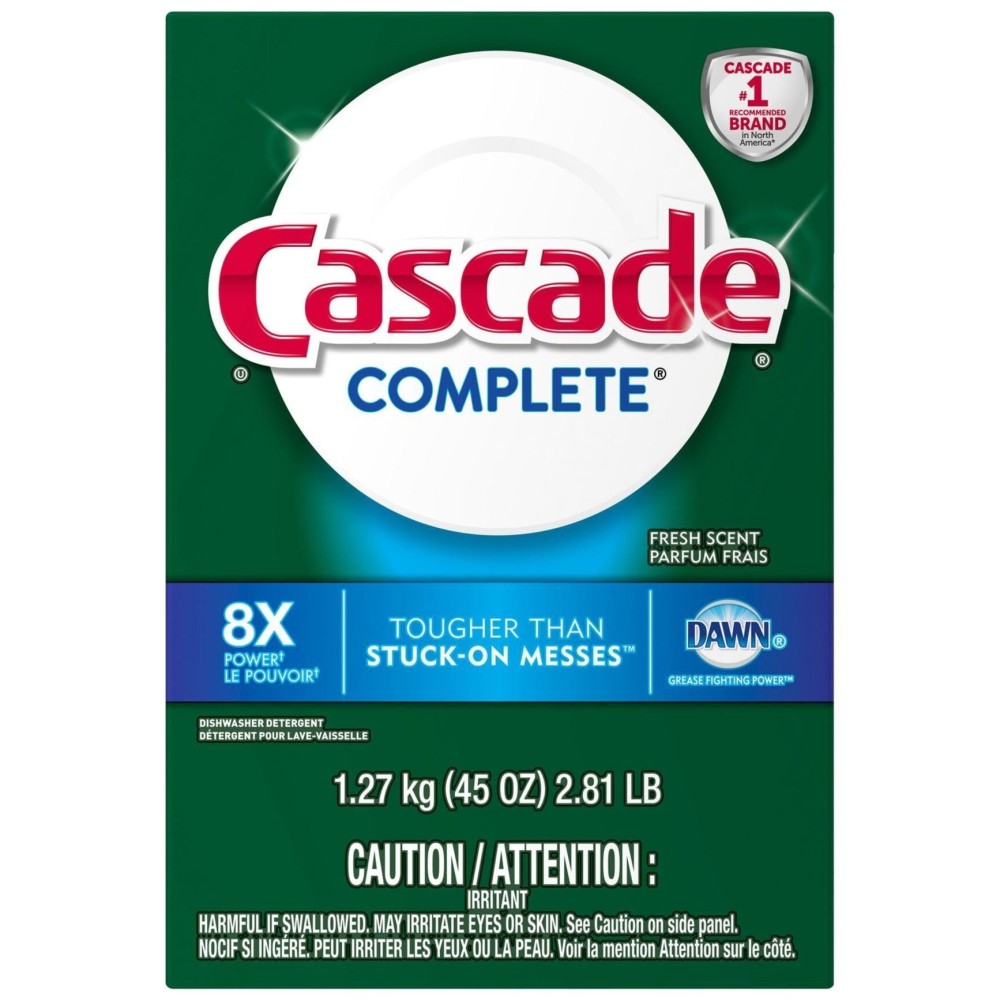 Cascade Complete Dawn Fresh Scent Dishwasher Detergent Powder, 45 Ounce