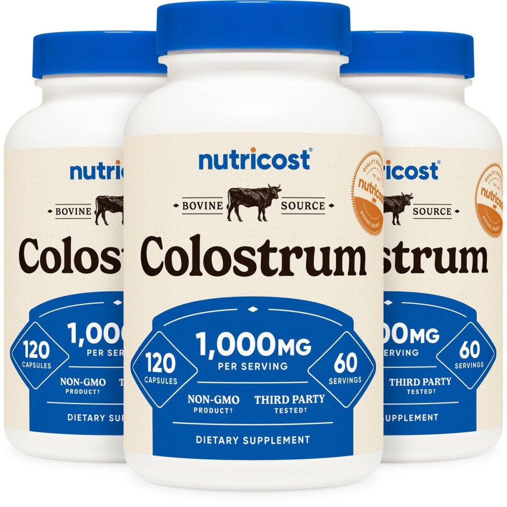 Nutricost Colostrum 1000mg, 120 Caps, 60 Servings (3 Bottles)
