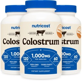 Nutricost Colostrum 1000mg, 120 Caps, 60 Servings (3 Bottles)
