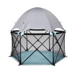 Summer Infant Pop N Play Deluxe Ultimate Playard, Aqua Splash - Full Coverage Indoor/Outdoor Portable Play Pen with Fast, Easy and Compact Fold
