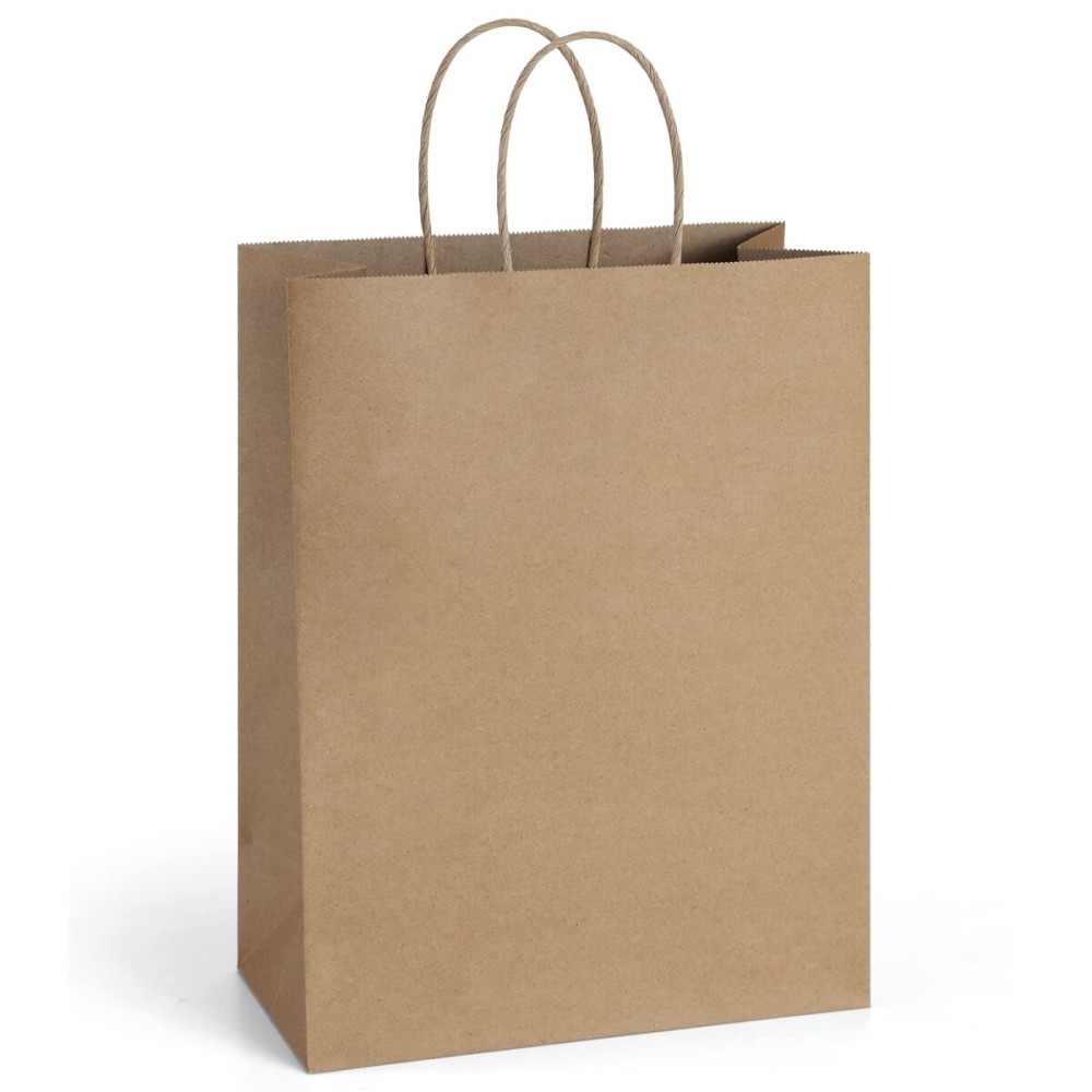 BagDream 10x5x13 25Pcs Gift Bags Brown Kraft Paper With Handles - Bulk Shopping, Merchandise Retail, Wedding Party Favor Sacks - 100% Recycled Paper