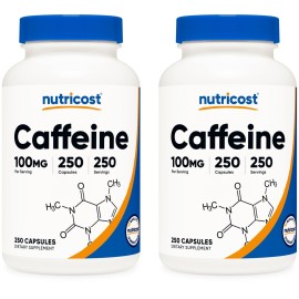 Nutricost Caffeine Pills 100mg Per Serving, 250 Capsules (2 Bottles)