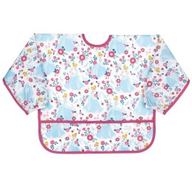 Bumkins Disney Bibs, Baby and Toddler Girls and Boys 6-24 Months, Long Sleeve, Essential Must Have for Eating, Feeding, Mess Saving Lightweight Waterproof Fabric Sleeved Smock, Cinderella