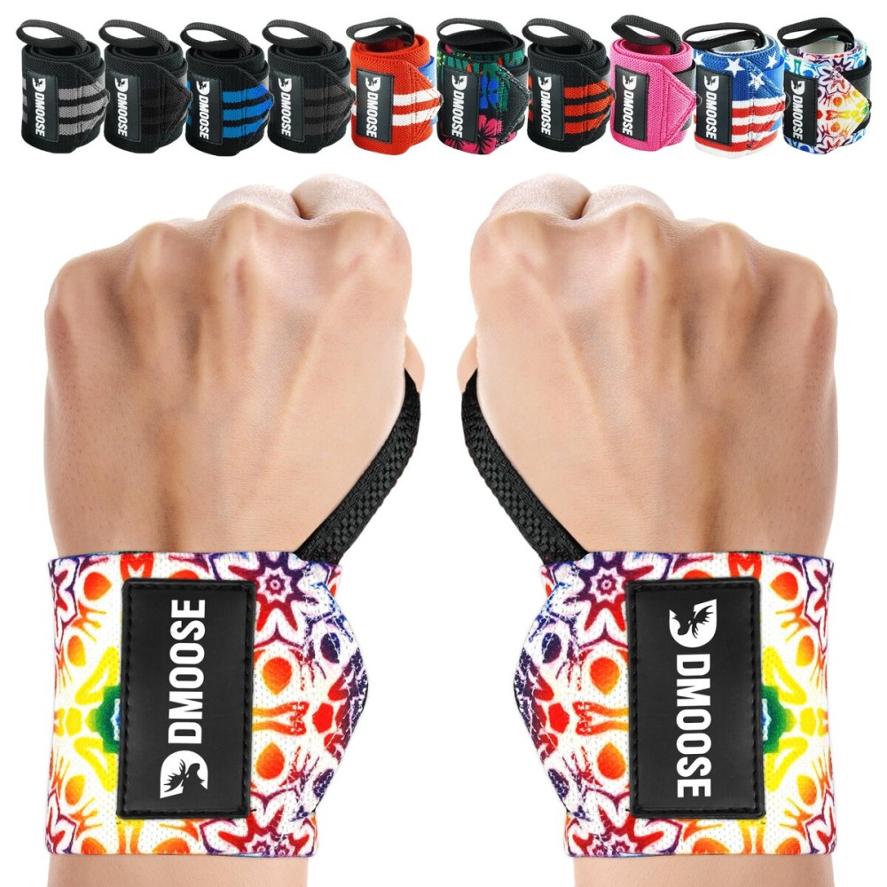 DMoose Wrist Wraps (IPL Approved), Avoid Injury and Maximize Grip with Thumb Loop, 18 or 12 Gym Wrist Wraps Pair, Wrist Wraps for Weightlifting Men, Wrist Brace for Working Out & Wrist Support