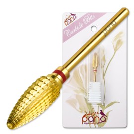 Pana 3/32 Safety Bit Nail Carbide Bit - For Electric Dremel Drill Machine (Fine, Large Cone - Gold)