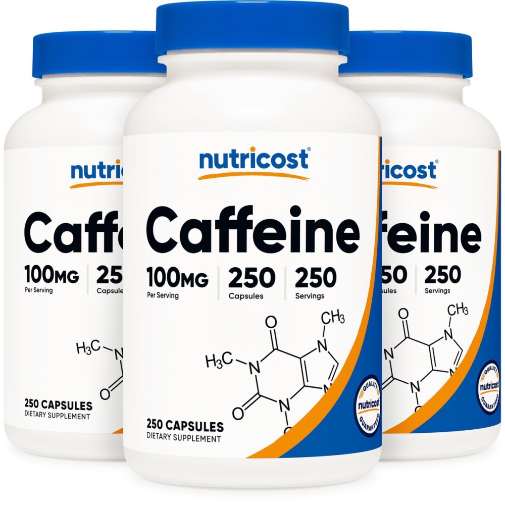 Nutricost Caffeine Pills 100mg Per Serving, 250 Capsules (3 Bottles)