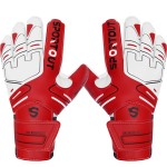 Sportout Youth&Adult Goalie Goalkeeper Gloves,Strong Grip for The Toughest Saves, with Finger Protect & 4+3MM Latex to Give Splendid Protection to Prevent Injuries,4 Colors (Red, 8)