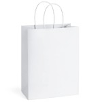 BagDream Gift Bags 8x4.25x10.5 100Pcs Kraft Paper Bags with Handles Bulk, White Gift Bags Medium Shopping Retail Merchandise Wedding Party Favor Bags, Paper Grocery Bags Sacks Recyclable