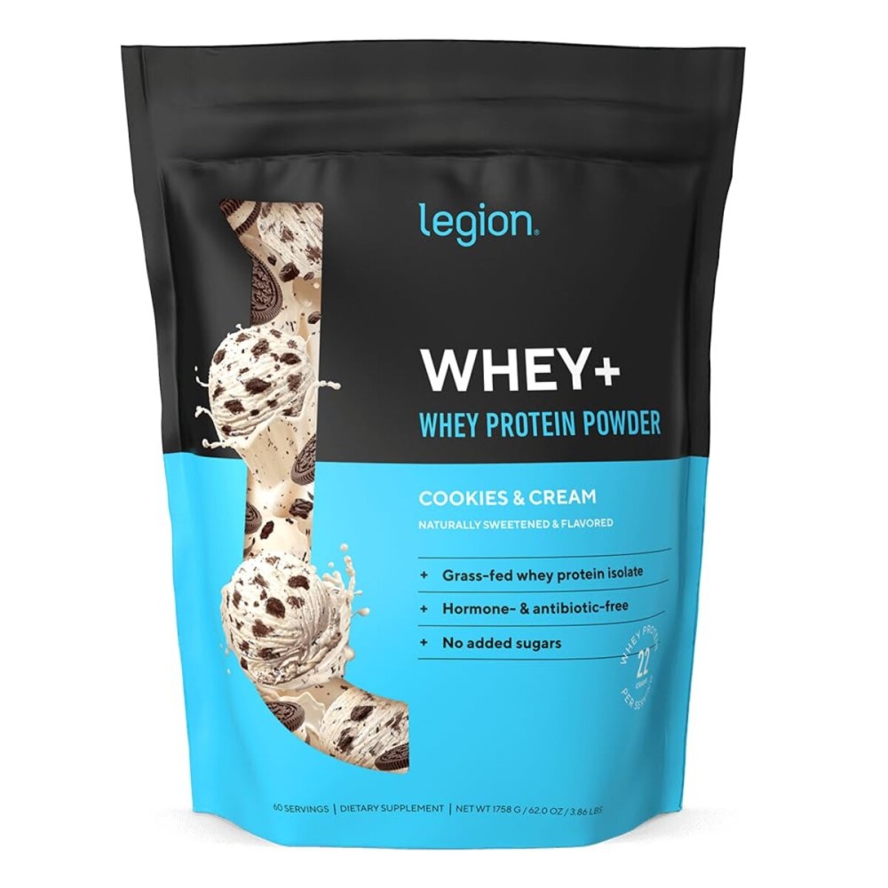 LEGION Whey+ Protein Whey Isolate from Grass Fed Cows - Whey Protein Isolate Powder Low Calorie, Non-GMO, Sugar Free, Lactose and Gluten Free, All Natural Protein Powder for Men & Women (60 Servings)