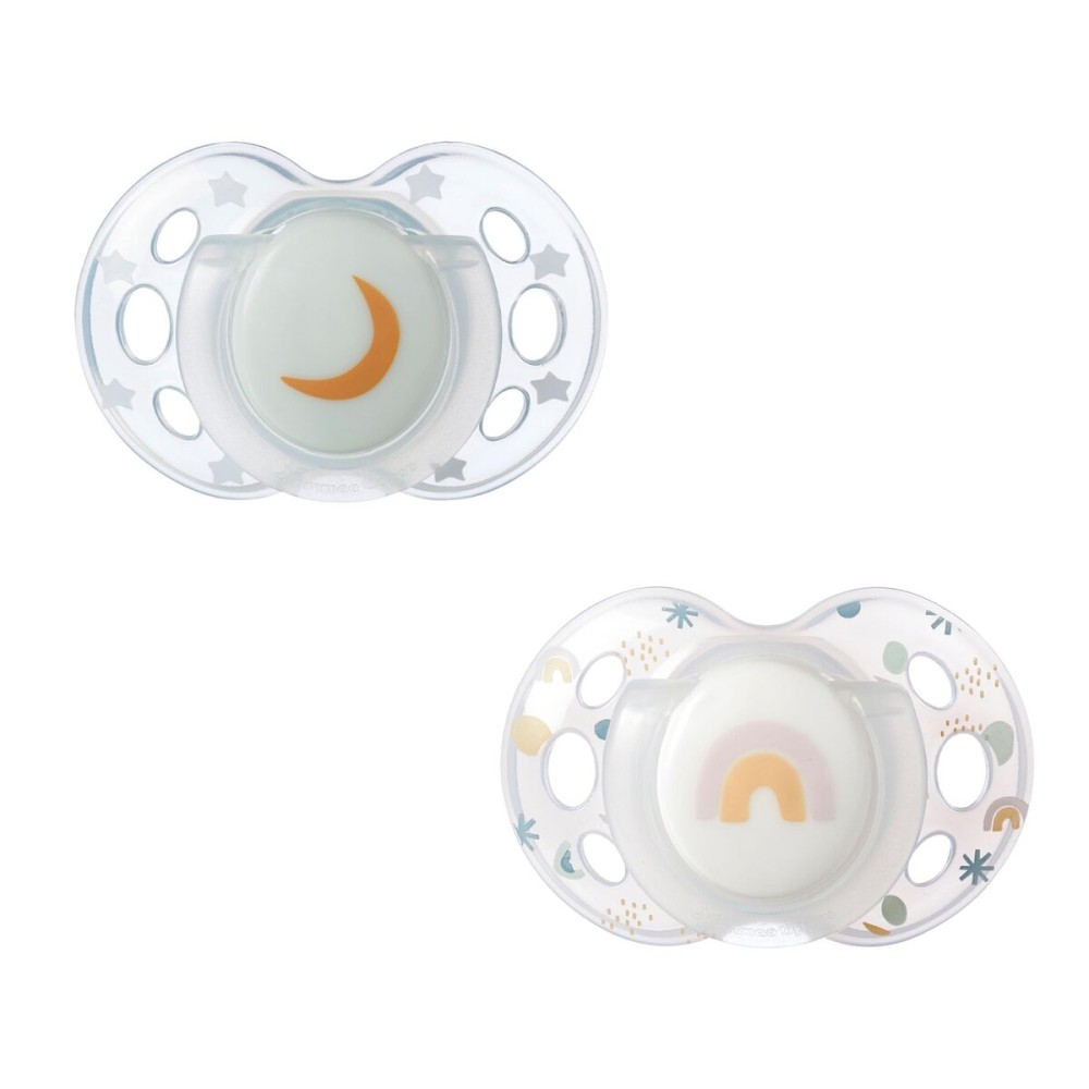 Tommee Tippee Nighttime pacifier, 18-36 months, 2 pack of glow in the dark pacifiers with reusable sterilizer pod