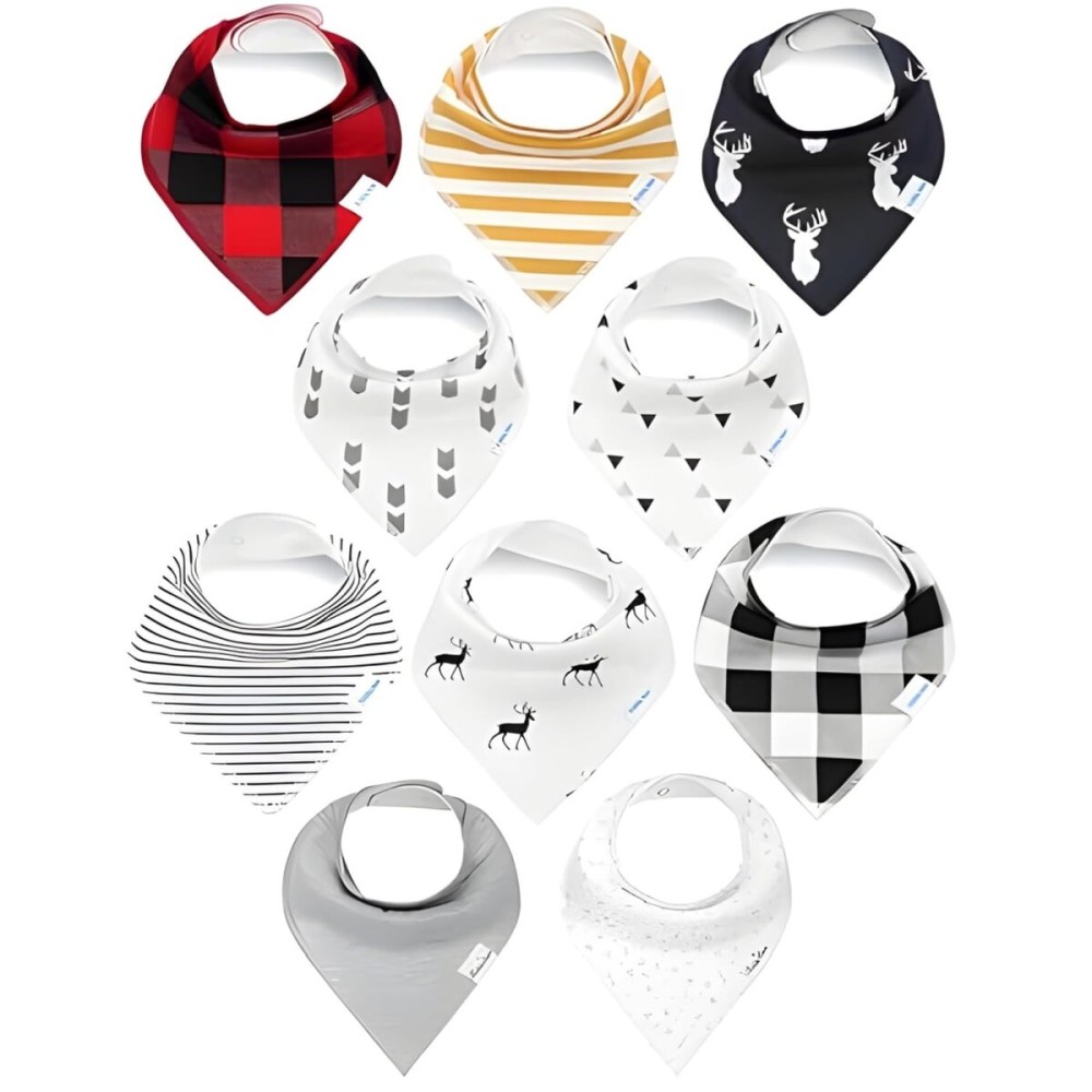 KiddyStar Organic Cotton Baby Bibs for Boys & Girls - Soft, Absorbent Teething & Drool Bibs - Adjustable Snaps for Toddlers