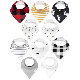 KiddyStar Organic Cotton Baby Bibs for Boys & Girls - Soft, Absorbent Teething & Drool Bibs - Adjustable Snaps for Toddlers