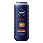 NIVEA Men Sport Body Wash with Revitalizing Minerals, Tangerine and Pepper Scent, 3-in-1 Men\'s Body Wash, Face and Hair, Paraben Free, Vegan Formula, 16.9 Fl Oz Bottle