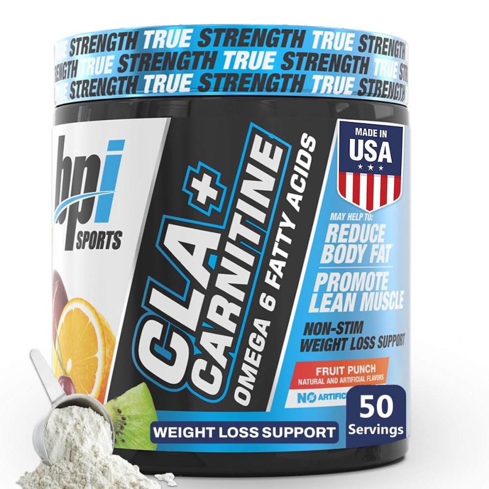 BPI Sports CLA+Carnitine - CLA L Carnitine & Linoleic Acid - L Carnitine Supplement for Weight Loss, Metabolism & Lean Muscle - Caffeine Free - Fruit Punch - 50 Servings - 12.34 oz