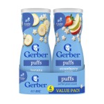 Gerber Baby Snacks Puffs Variety Pack, Banana & Strawberry Apple, 1.48 Ounce - 2 count of four packs, Package may vary, 1.48 Ounce (Pack of 8)