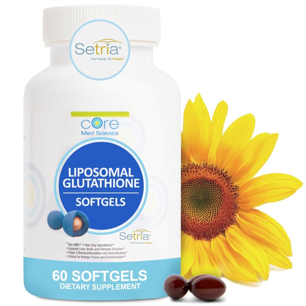 Core Med Science Liposomal Glutathione Supplement (500mg, 60 Softgels) - Pure Reduced Setria with Phospholipid Complex - Antioxidant Supplement for Energy, and Skin