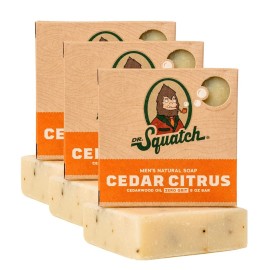 Dr. Squatch Natural Bar Soap for Men - Cold Process Soap with No Harsh Chemicals - Cedar Citrus (5 oz, 3-Pack)