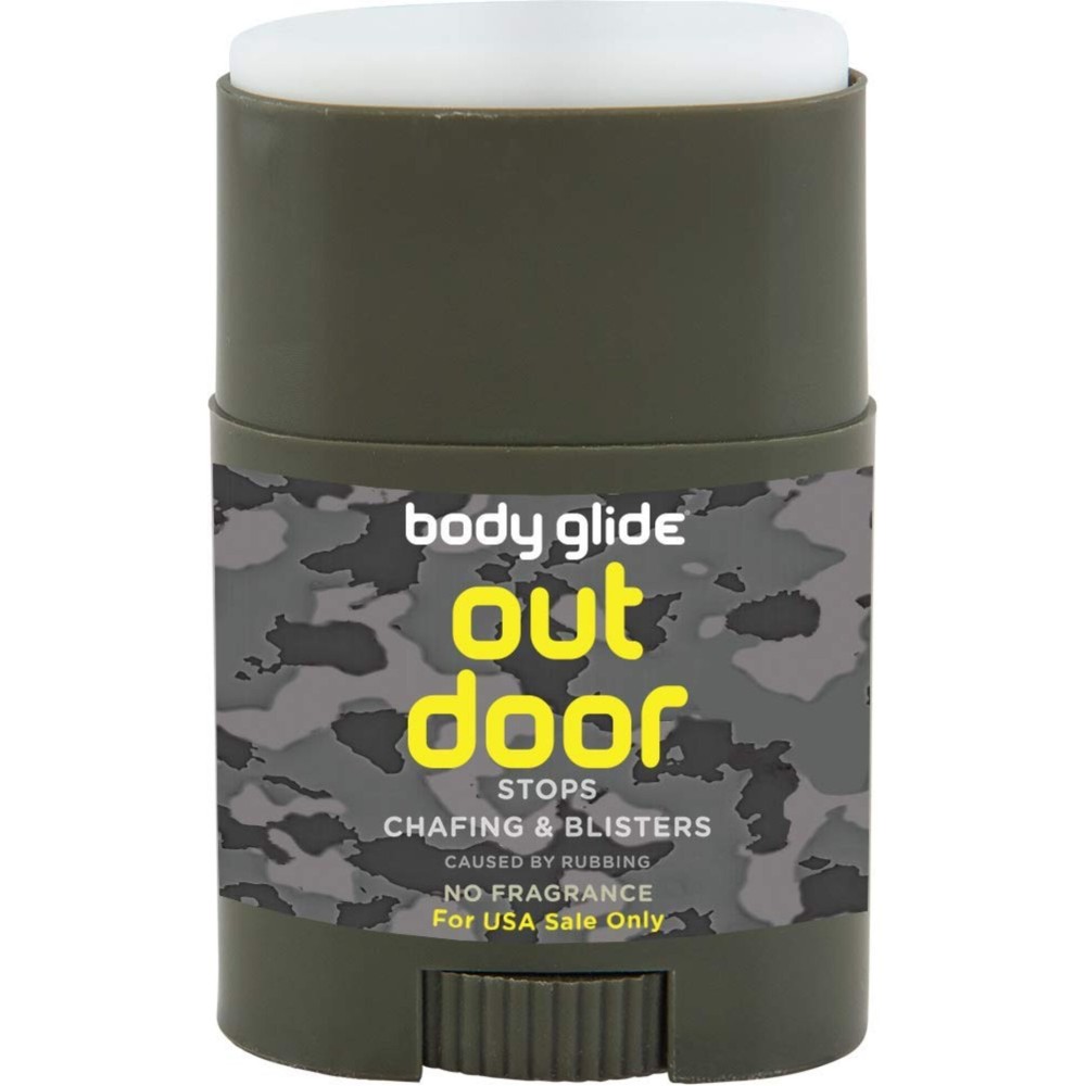 Body Glide Outdoor Anti Chafe Balm. Fragrance free anti chafing stick trusted in basic training, endurance sports and everyday life. Use on neck, shoulders, chest, arms, butt, groin, thighs & feet