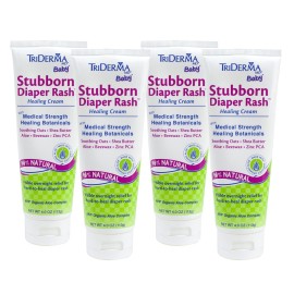 TriDerma MD Baby Stubborn Diaper Rash Healing Cream, Healing for Hard-to-Heal Diaper Rash, Treat and Prevent Diaper Rash and Seal Out Wetness, Non-Greasy Diaper Rash Ointment, 4.0 oz each, 4 Pack